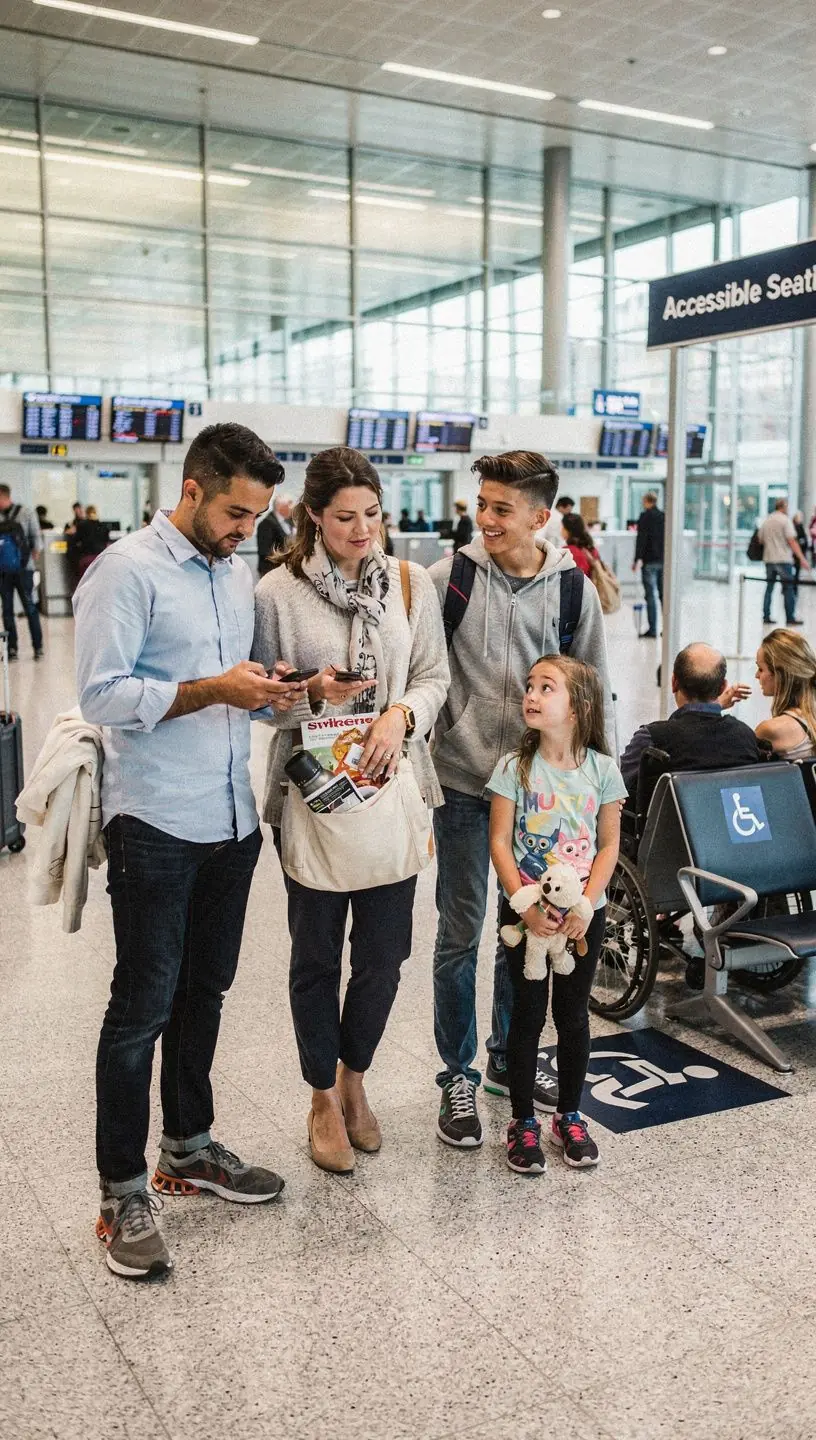 Rodzina planująca podróż w parku narodowym z dziećmi.